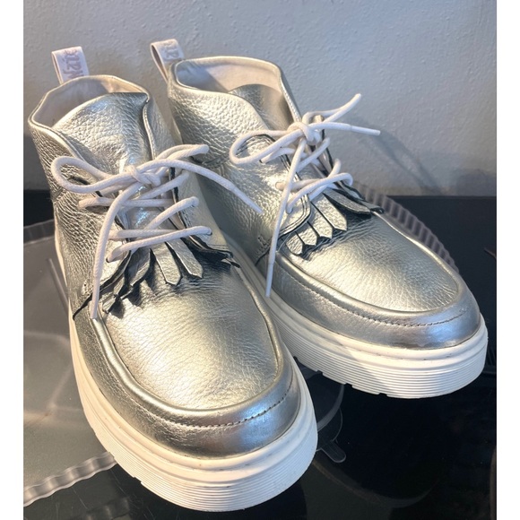 Dr. Martens Shoes - Dr. Martens Jemima Kiltie Chukka Silver Leather Moc Boots Shoes Women's EU 9 M